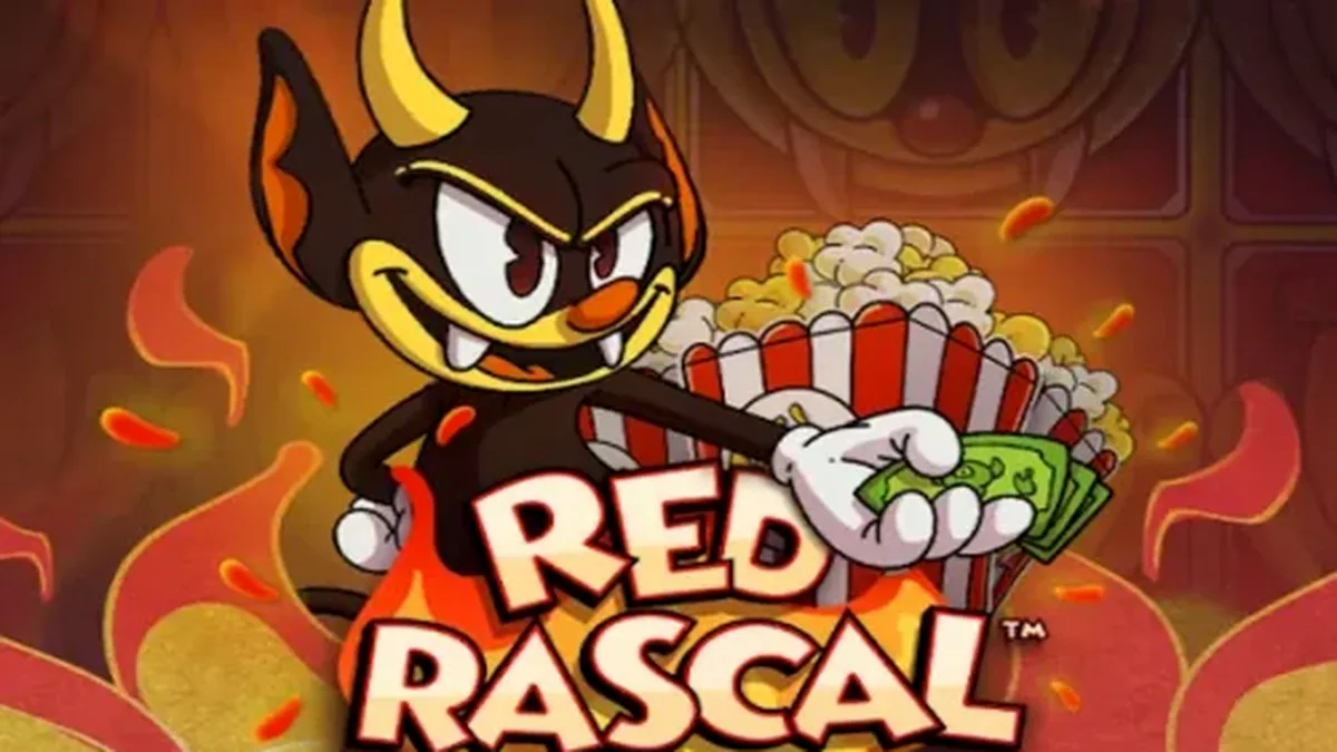 Red Rascal slot machine interface featuring the main character in an amusement park setting