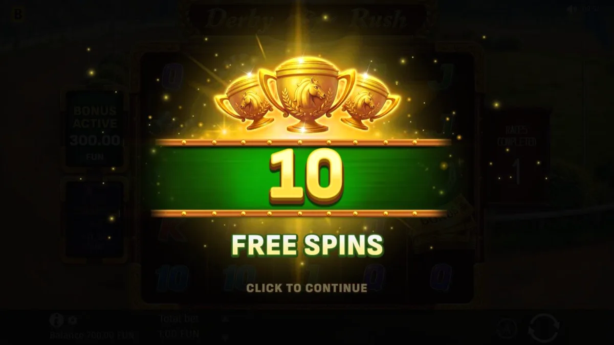 Interface do jogo Derby Rush em um smartphone